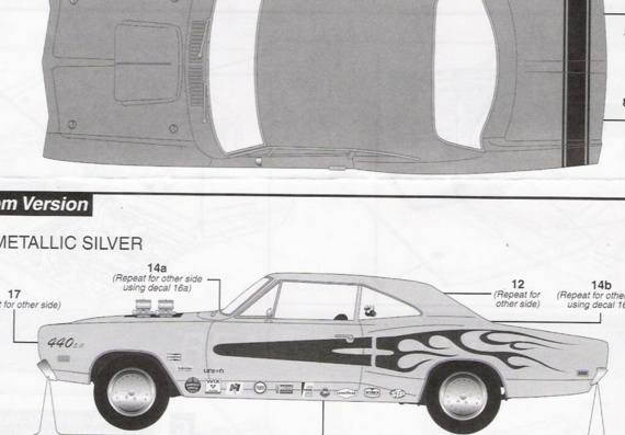 Dodge Superbee (1969) - drawings (drawings) of the car